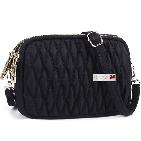 Triple Zip Quilted Body Bag Purse - Picture 1 of 4